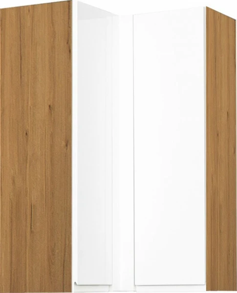 Szafka narożna górna (litera L) Kampara (Biały lakier/dąb Soma ciemny) 100cm