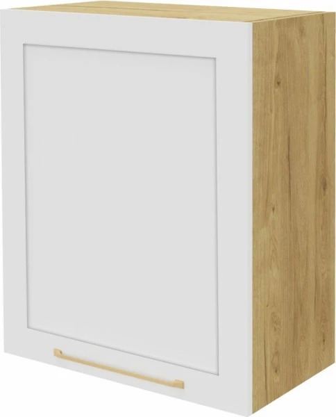 Szafka 60 nad okap prawa Laurencja (biały lakier mat/dąb Soma ciemny)
