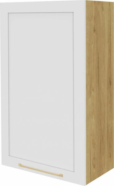 Szafka 60 górna lewa Laurencja (biały lakier mat/dąb Soma ciemny) 100cm