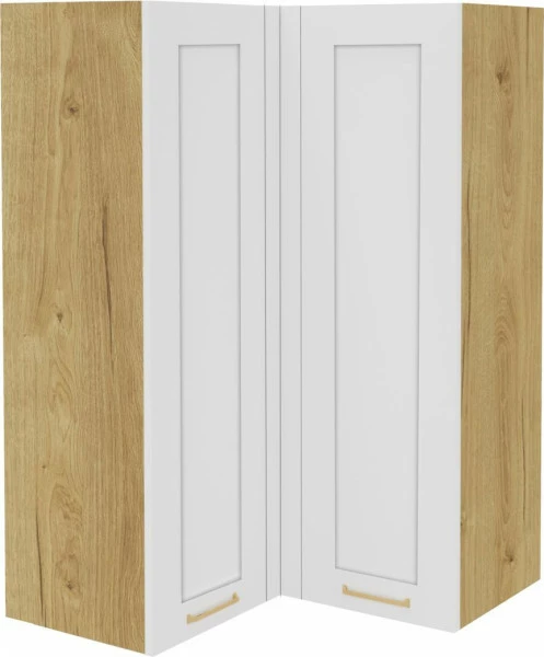 Szafka narożna górna (litera L) Laurencja (biały lakier mat/dąb Soma ciemny) 100cm