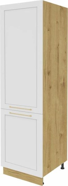 Wysoka zabudowa chłodziarki prawa Laurencja (biały lakier mat/dąb Soma ciemny)