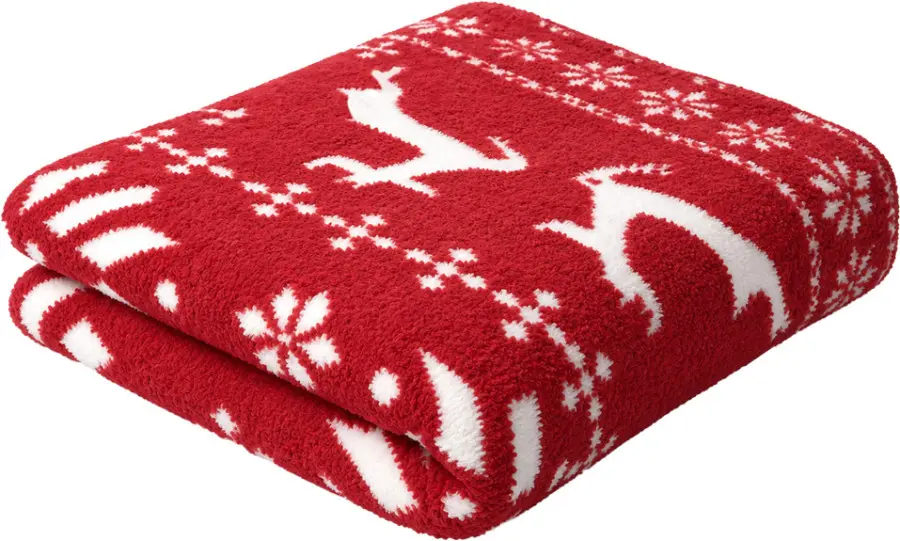 Koc bożonarodzeniowy dwustronny Christmas 78 (biały/czerwony)