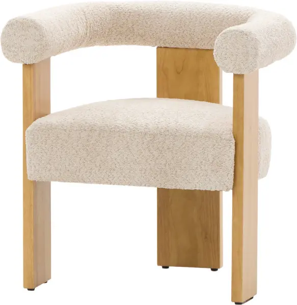 Fotel Velu 43 (boucle beż/jasne drewno)