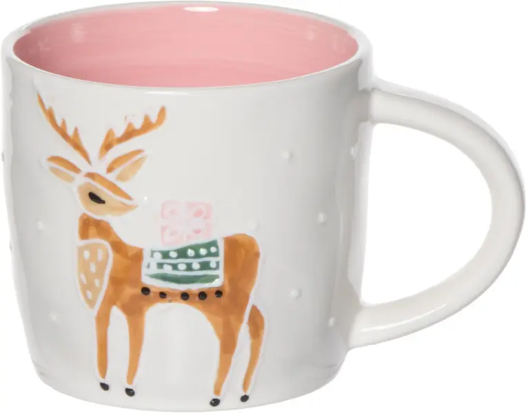 Kubek Christmas 180 (biały/różowy/brązowy)