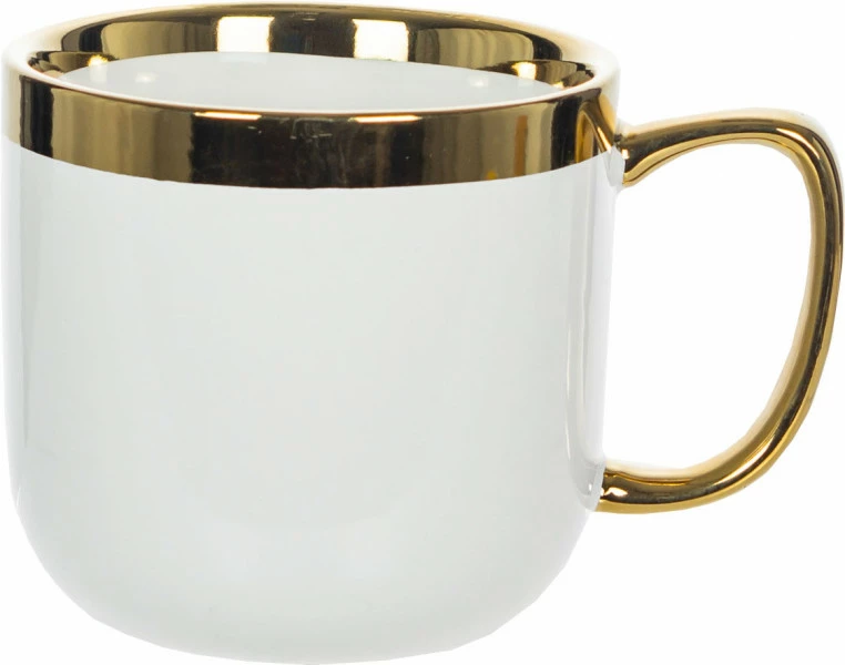 Kubek ceramiczny Cindy 83 (biały ze złotym paskiem)