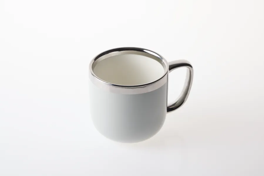 Kubek ceramiczny Cindy 83 (szary ze srebrnym paskiem)