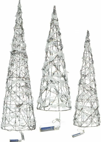 Zestaw 3 choinek LED Merry (srebrny)