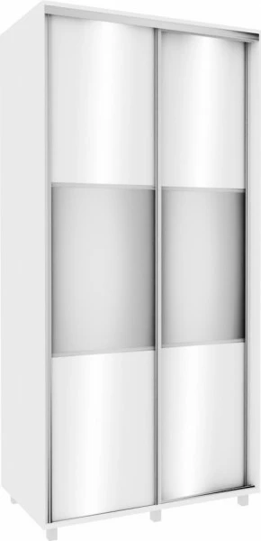 Szafa przesuwna 100 cm lustra (biały połysk)