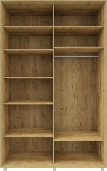 Wysoka szafa przesuwna lustra 150cm (biały połysk/lustro/dąb Soma ciemny)