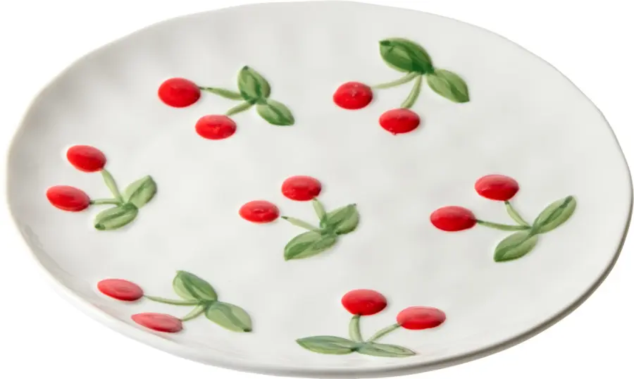 Talerz deserowy Cherry 163 (biały w wiśnie)