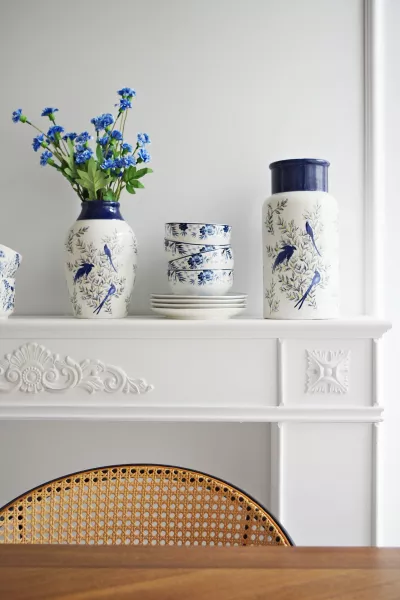 Wazon ceramiczny Pavone 43 (biały/niebieski)