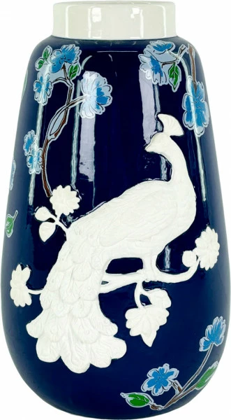Wazon ceramiczny Pavone 45 (niebieski/biały)