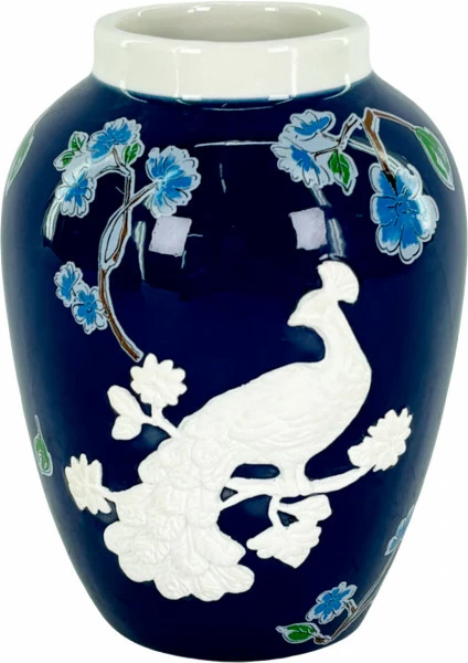 Wazon ceramiczny Pavone 46 (niebieski/biały)