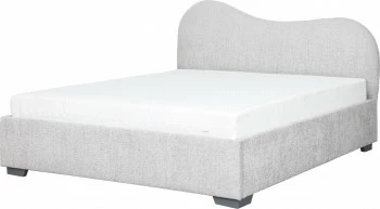 Łóżko tapicerowane 160 Cloudi (boucle szary) ze stelażem i pojemnikiem