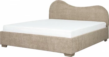 Łóżko tapicerowane 180 Cloudi (boucle cappuccino) ze stelażem i pojemnikiem 