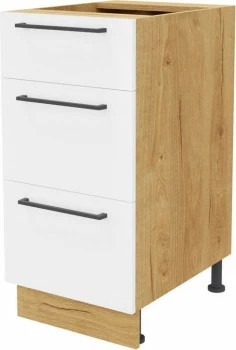 Szafka 40 dolna szufladowa Bellona z Easy Box (biały połysk/dąb Soma ciemny) 