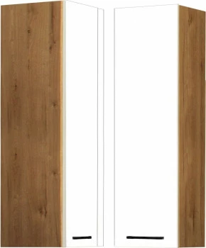 Szafka narożna górna (litera L) Bellona 100cm (biały połysk/dąb Soma ciemny) 