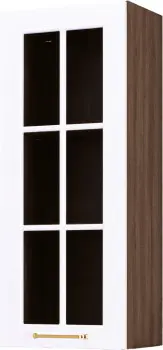 Szafka 40 górna witryna lewa wys.100cm. Laurencja (biały lakier mat/orzech Foresta) 