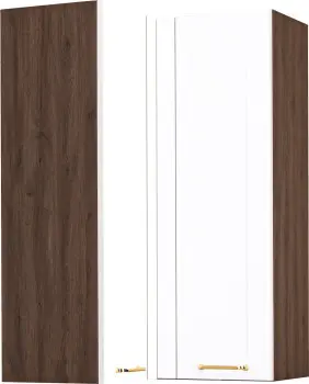 Szafka narożna górna wys.100cm (litera L) Laurencja (biały lakier mat/orzech Foresta) 