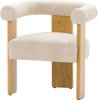Krzesło drewniane Velu 43 (boucle beż/jasne drewno) 
