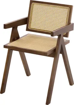 Krzesło drewniane Nerivo 41 (rattan/orzech) 