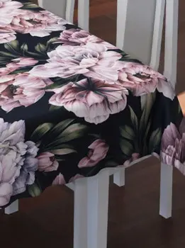 Obrus Peony - 6 (czarny w kwiaty) 