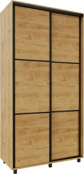 Wysoka szafa przesuwna 120 cm (dąb Soma ciemny/czarne okucia) 