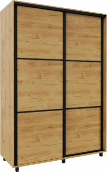 Szafa przesuwna 150 cm (dąb Soma ciemny/czarne okucia) 